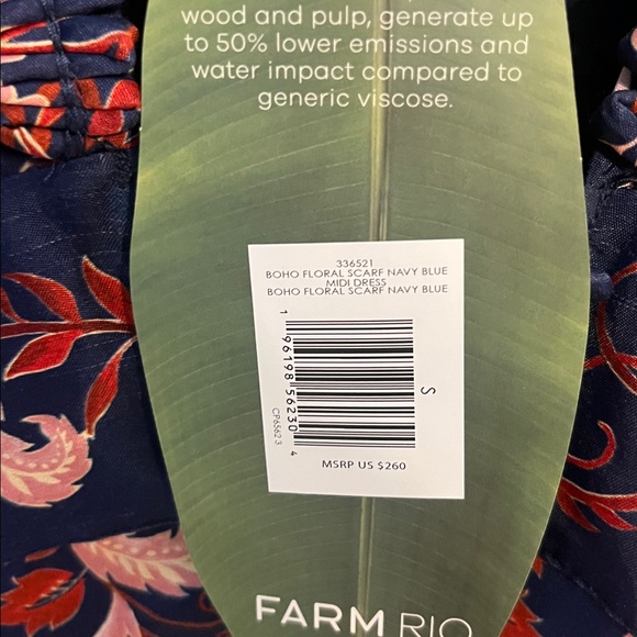 ‼️DELETING FRIDAY‼️Farm Rio boho floral scarf navy blue midi dress - NWT - Picture 4 of 8